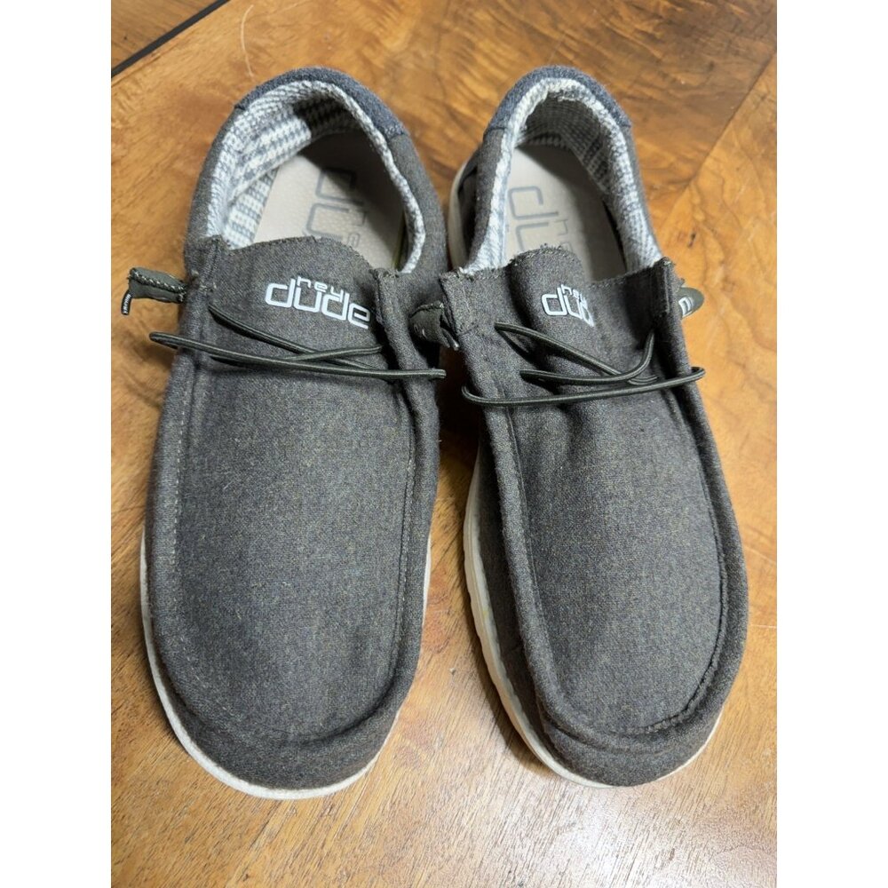 Hey Dude Men’s 13 Olive Wool Collection Wally Halo Slip-On Shoes Dark Green - Picture 5 of 6